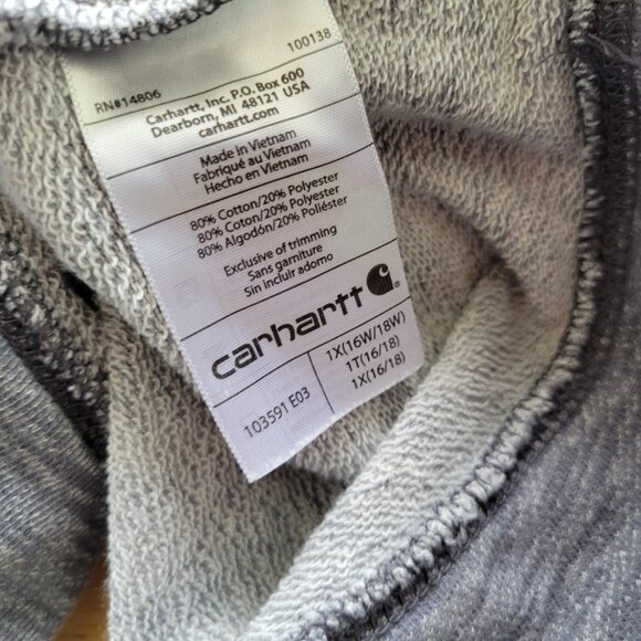 Carhartt Womens Sweatshirt 1X Plus Hoodie Gray Pockets Activewear Comfy SWE36E - Picture 4 of 4